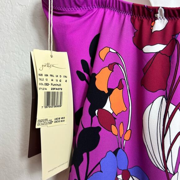 GOTTEX SWIMWEAR WOMEN'S FLORAL ART WOMEN ONE PIECE SWIMSUIT SIZE 12 BRAND NEW - Picture 5 of 6